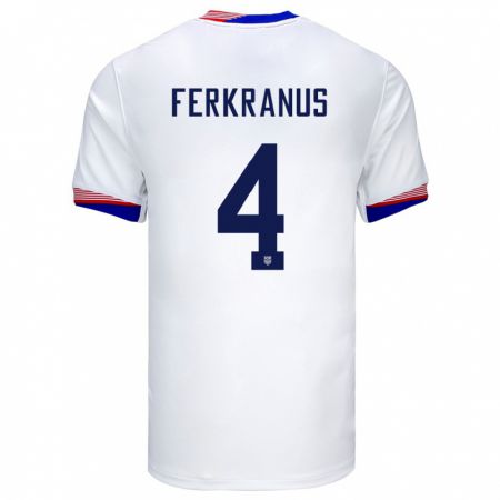 Kandiny Herren Vereinigte Staaten Marcus Ferkranus #4 Weiß Heimtrikot Trikot 24-26 T-Shirt Österreich