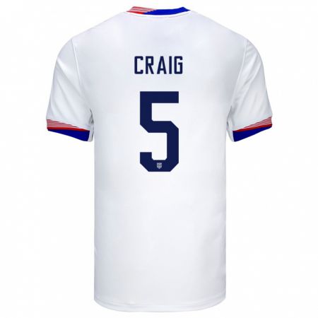 Kandiny Uomo Maglia Stati Uniti Brandan Craig #5 Bianco Kit Gara Home 24-26 Maglietta