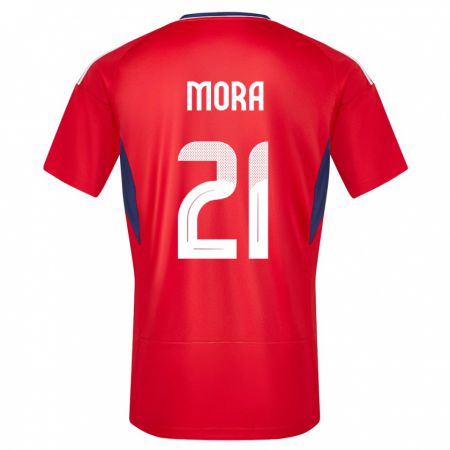 Kandiny Heren Costa Rica Carlos Mora #21 Rood Thuisshirt Thuistenue 24-26 T-Shirt België