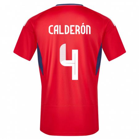 Kandiny Heren Costa Rica Brandon Calderon #4 Rood Thuisshirt Thuistenue 24-26 T-Shirt