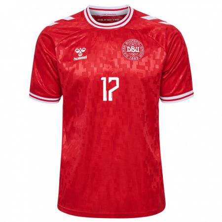 Kandiny Heren Denemarken Rasmus Düring #17 Rood Thuisshirt Thuistenue 24-26 T-Shirt België