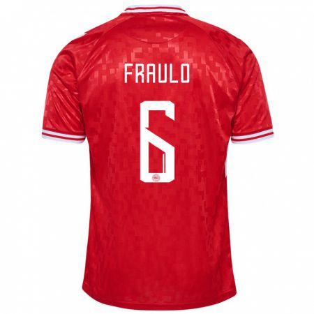 Kandiny Uomo Maglia Danimarca Oscar Fraulo #6 Rosso Kit Gara Home 24-26 Maglietta