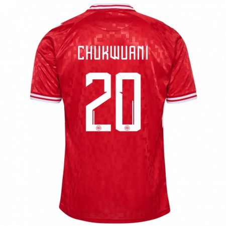 Kandiny Heren Denemarken Tochi Chukwuani #20 Rood Thuisshirt Thuistenue 24-26 T-Shirt