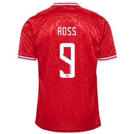 Kandiny Heren Denemarken Oliver Ross #9 Rood Thuisshirt Thuistenue 24-26 T-Shirt België