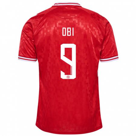 Kandiny Uomo Maglia Danimarca Chido Obi #9 Rosso Kit Gara Home 24-26 Maglietta