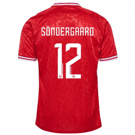 Kandiny Herren Dänemark Philip Söndergaard #12 Rot Heimtrikot Trikot 24-26 T-Shirt Österreich