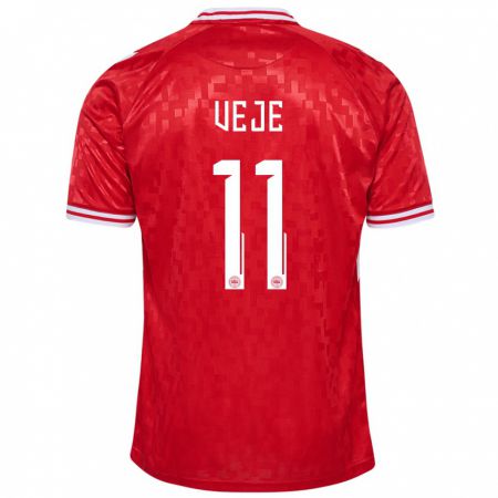 Kandiny Heren Denemarken Katrine Veje #11 Rood Thuisshirt Thuistenue 24-26 T-Shirt België