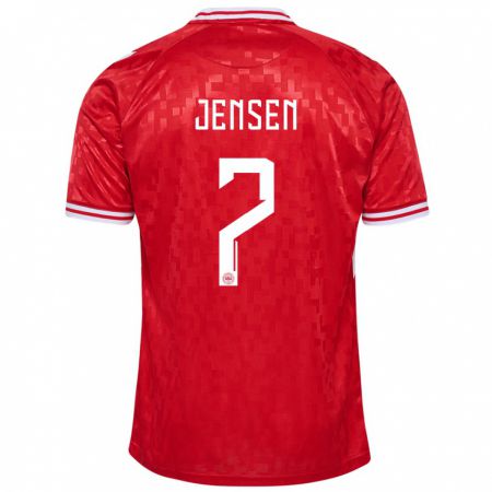 Kandiny Herren Dänemark Victor Jensen #7 Rot Heimtrikot Trikot 24-26 T-Shirt Österreich