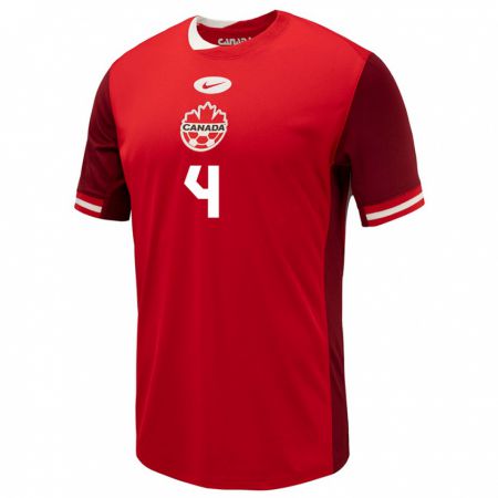 Kandiny Heren Canada Alessandro Biello #4 Rood Thuisshirt Thuistenue 24-26 T-Shirt