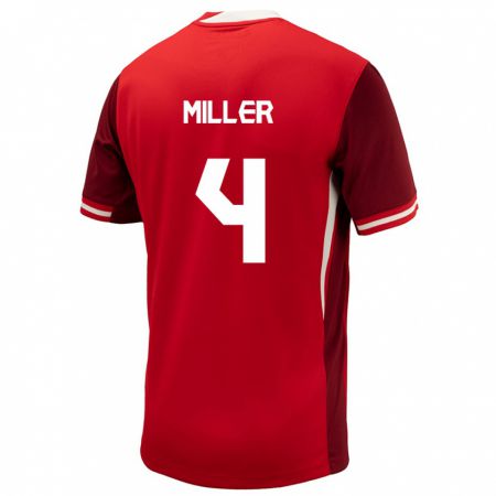 Kandiny Heren Canada Kamal Miller #4 Rood Thuisshirt Thuistenue 24-26 T-Shirt België