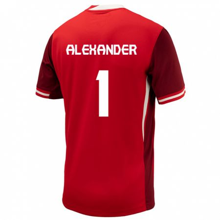 Kandiny Uomo Maglia Canada Ben Alexander #1 Rosso Kit Gara Home 24-26 Maglietta