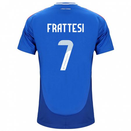 Kandiny Heren Italië Davide Frattesi #7 Blauw Thuisshirt Thuistenue 24-26 T-Shirt België