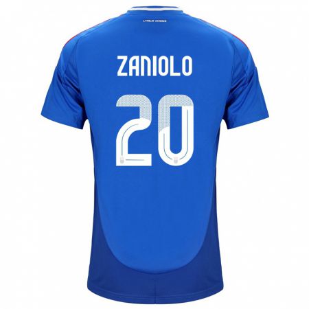 Kandiny Uomo Maglia Italia Nicolò Zaniolo #20 Blu Kit Gara Home 24-26 Maglietta