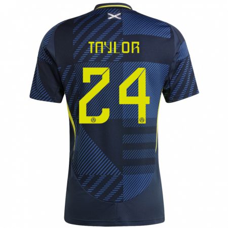 Kandiny Heren Schotland Greg Taylor #24 Donkerblauw Thuisshirt Thuistenue 24-26 T-Shirt België