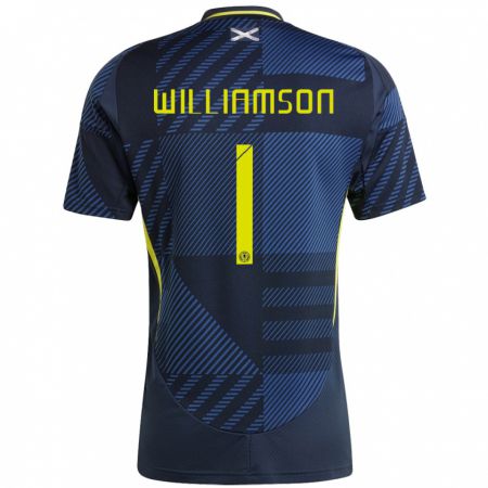 Kandiny Uomo Maglia Scotland Woody Williamson #1 Blu Scuro Kit Gara Home 24-26 Maglietta