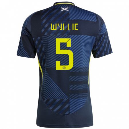 Kandiny Uomo Maglia Scotland Jack Wyllie #5 Blu Scuro Kit Gara Home 24-26 Maglietta