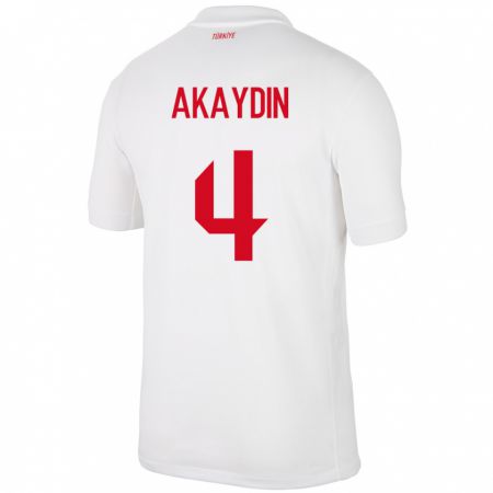 Kandiny Hombre Camiseta Turquía Samet Akaydin #4 Blanco 1ª Equipación 24-26 La Camisa México