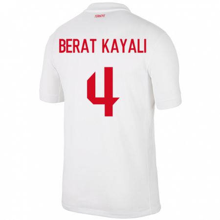 Kandiny Hombre Camiseta Turquía Hasan Berat Kayalı #4 Blanco 1ª Equipación 24-26 La Camisa México