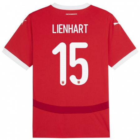 Kandiny Uomo Maglia Austria Philipp Lienhart #15 Rosso Kit Gara Home 24-26 Maglietta