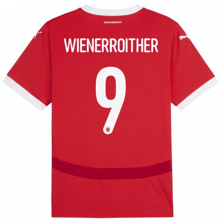 Kandiny Uomo Maglia Austria Katja Wienerroither #9 Rosso Kit Gara Home 24-26 Maglietta