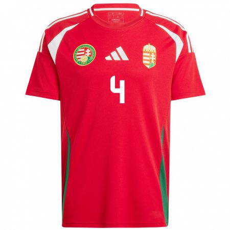 Kandiny Heren Hongarije Attila Szalai #4 Rood Thuisshirt Thuistenue 24-26 T-Shirt België