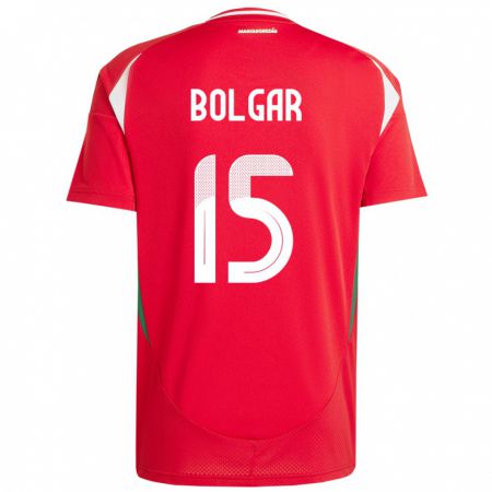 Kandiny Uomo Maglia Ungheria Botond Bolgár #15 Rosso Kit Gara Home 24-26 Maglietta