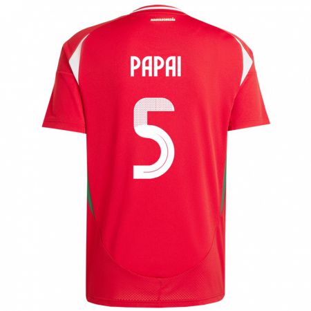 Kandiny Uomo Maglia Ungheria Emőke Pápai #5 Rosso Kit Gara Home 24-26 Maglietta