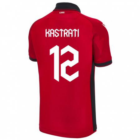 Kandiny Heren Albanië Elhan Kastrati #12 Rood Thuisshirt Thuistenue 24-26 T-Shirt