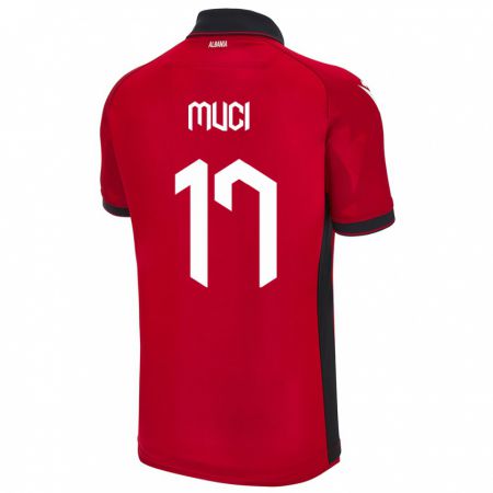 Kandiny Uomo Maglia Albania Ernest Muci #17 Rosso Kit Gara Home 24-26 Maglietta