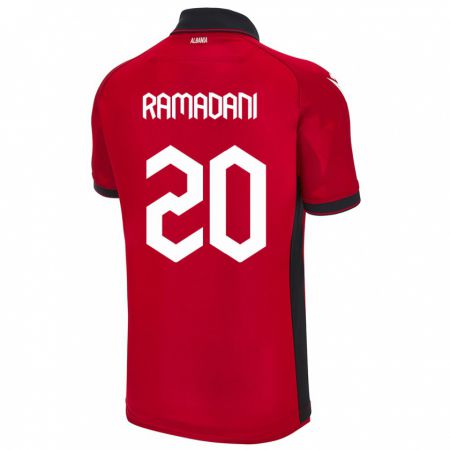 Kandiny Heren Albanië Ylber Ramadani #20 Rood Thuisshirt Thuistenue 24-26 T-Shirt België