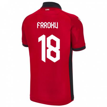 Kandiny Uomo Maglia Albania Leandro Frroku #18 Rosso Kit Gara Home 24-26 Maglietta