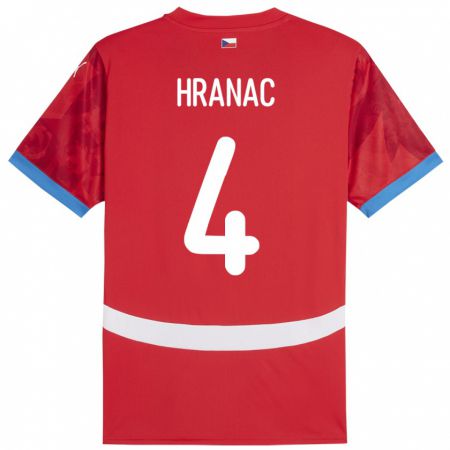 Kandiny Herren Tschechien Robin Hranac #4 Rot Heimtrikot Trikot 24-26 T-Shirt Österreich