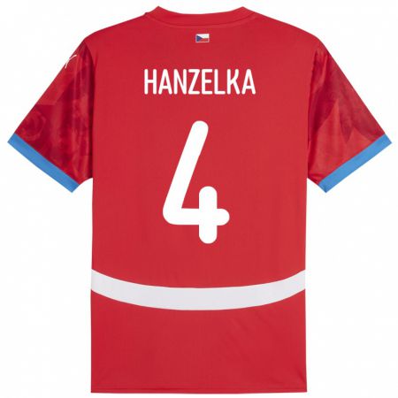 Kandiny Uomo Maglia Cechia Denis Hanzelka #4 Rosso Kit Gara Home 24-26 Maglietta