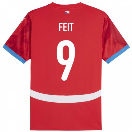 Kandiny Uomo Maglia Cechia Jan Feit #9 Rosso Kit Gara Home 24-26 Maglietta