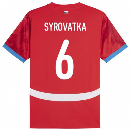 Kandiny Heren Tsjechië Matyas Syrovatka #6 Rood Thuisshirt Thuistenue 24-26 T-Shirt