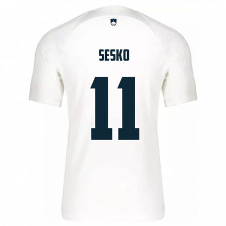 Kandiny Heren Slovenië Benjamin Sesko #11 Wit Thuisshirt Thuistenue 24-26 T-Shirt België