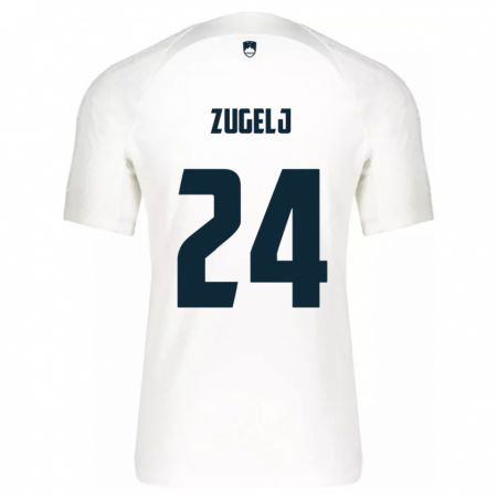 Kandiny Heren Slovenië Nino Zugelj #24 Wit Thuisshirt Thuistenue 24-26 T-Shirt België