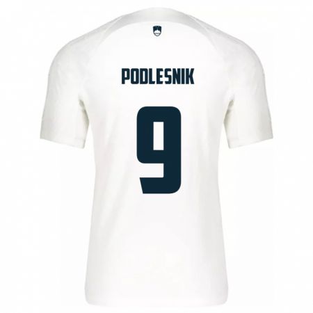 Kandiny Heren Slovenië Nik Podlesnik #9 Wit Thuisshirt Thuistenue 24-26 T-Shirt