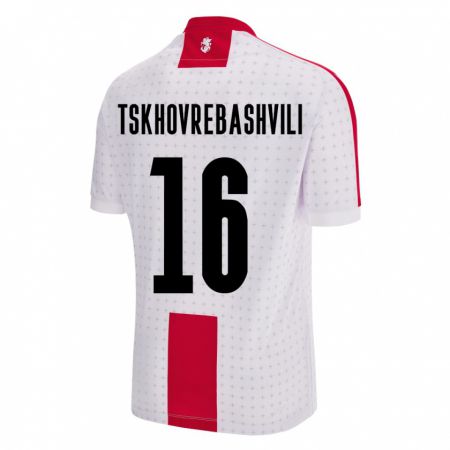 Kandiny Hombre Camiseta Georgia Nikoloz Tskhovrebashvili #16 Blanco 1ª Equipación 24-26 La Camisa