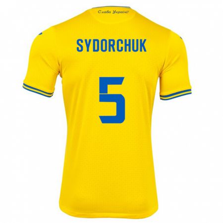 Kandiny Uomo Maglia Ucraina Sergiy Sydorchuk #5 Giallo Kit Gara Home 24-26 Maglietta