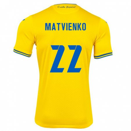 Kandiny Heren Oekraïne Mykola Matvienko #22 Geel Thuisshirt Thuistenue 24-26 T-Shirt