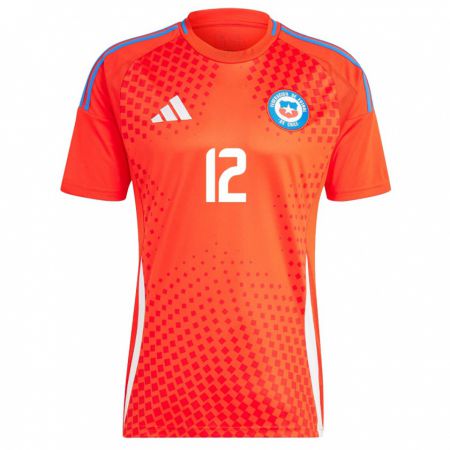 Kandiny Hombre Camiseta Chile Diego Carreño #12 Rojo 1ª Equipación 24-26 La Camisa