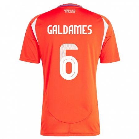 Kandiny Hombre Camiseta Chile Thomas Galdames #6 Rojo 1ª Equipación 24-26 La Camisa