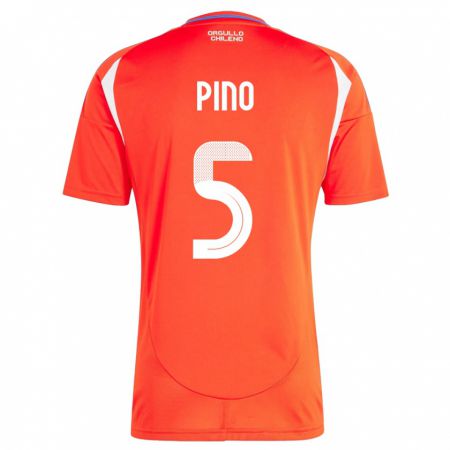 Kandiny Heren Chili Sebastián Pino #5 Rood Thuisshirt Thuistenue 24-26 T-Shirt België