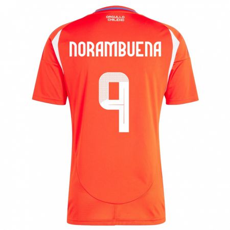 Kandiny Hombre Camiseta Chile Gabriel Norambuena #9 Rojo 1ª Equipación 24-26 La Camisa