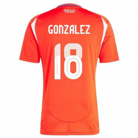 Kandiny Hombre Camiseta Chile Bryan González #18 Rojo 1ª Equipación 24-26 La Camisa