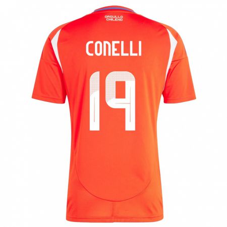 Kandiny Uomo Maglia Cile Vicente Conelli #19 Rosso Kit Gara Home 24-26 Maglietta