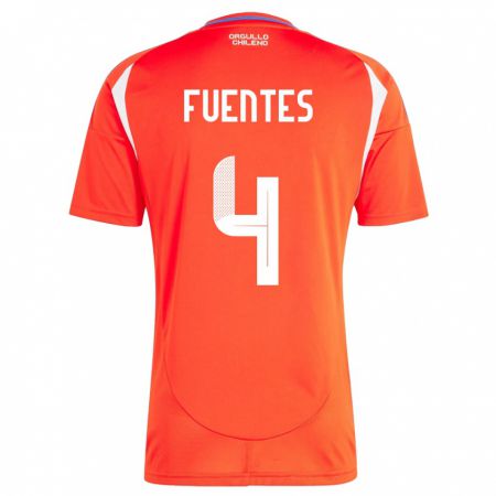 Kandiny Herren Chile Karen Fuentes #4 Rot Heimtrikot Trikot 24-26 T-Shirt Österreich