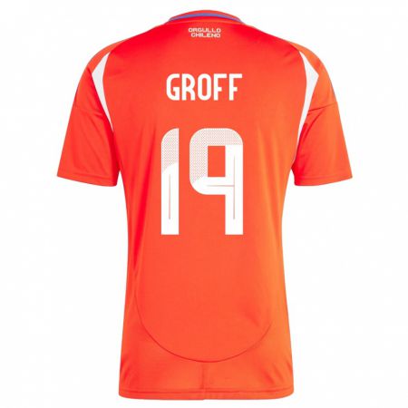 Kandiny Uomo Maglia Cile Llanka Groff #19 Rosso Kit Gara Home 24-26 Maglietta