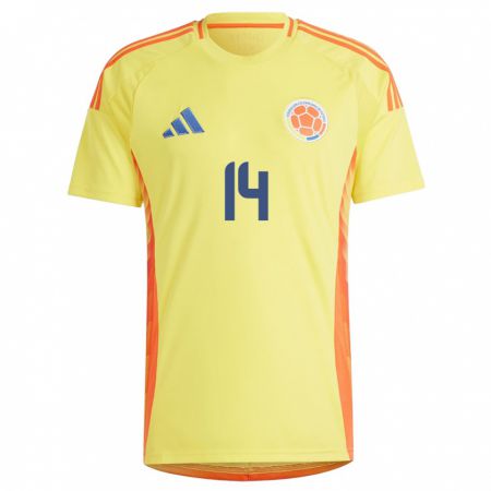 Kandiny Heren Colombia Ángela Barón #14 Geel Thuisshirt Thuistenue 24-26 T-Shirt